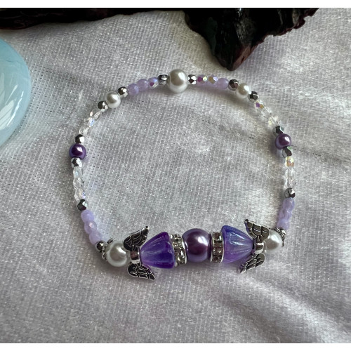 Alada beauty Náramek s 2 andílky Purple Jelly