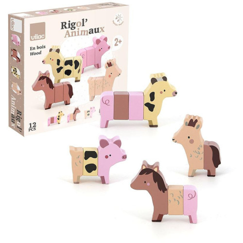 Vilac Dřevěná magnetická skládačka Legrační zvířátka na farmě