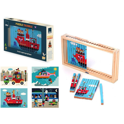 Vilac Dřevěná 4D skládačka Dopravní prostředky