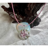 Alada beauty Náhrdelník skleněný květ kulatý světle růžový