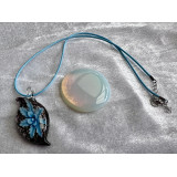 Alada beauty Náhrdelník skleněný květ světle modrý