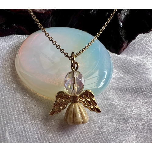 Alada beauty Náhrdelník / řetízek z nerezové oceli s andílkem zlatá sukýnka