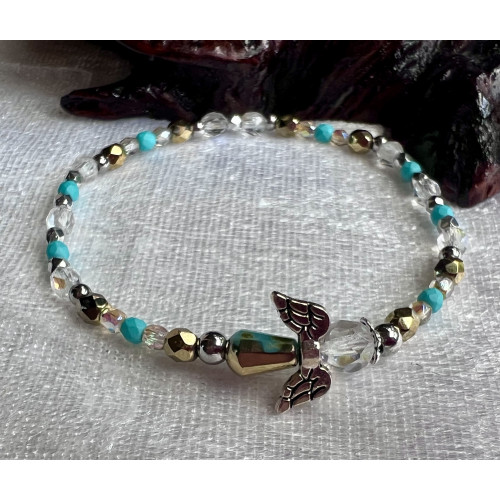 Alada beauty Náramek Exclusive s andílkem zlato-tyrkysový, andílek X.