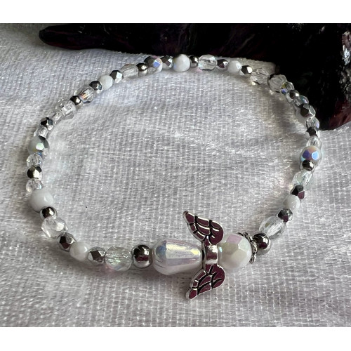 Alada beauty Náramek Exclusive s andílkem stříbrno-bílý, andílek XIV.