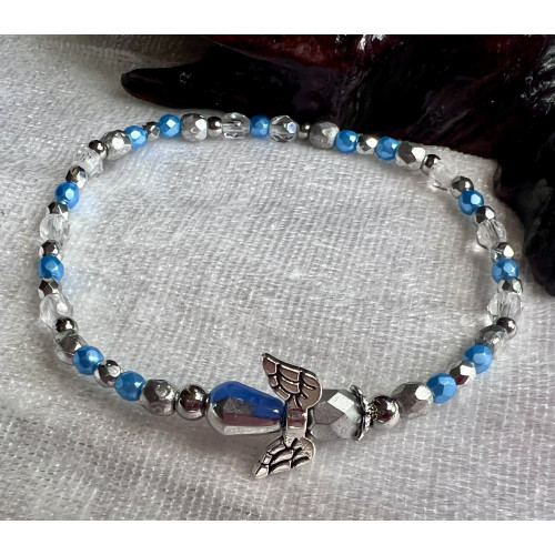 Alada beauty Náramek Exclusive s andílkem stříbrno-modrý, andílek XVIII.