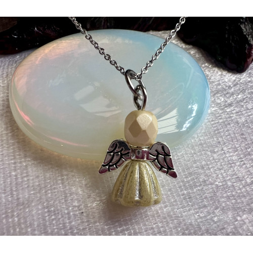 Alada beauty Náhrdelník / řetízek z nerezové oceli s andílkem stříbrno-zlatá sukýnka