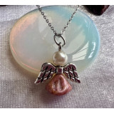 Alada beauty Náhrdelník / řetízek z nerezové oceli s andílkem starorůžová sukýnka