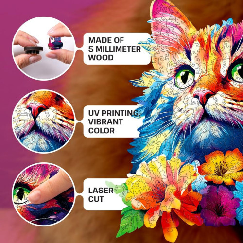 EscapeWelt Dřevěné puzzle Kočka 300 dílků