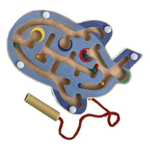 Bigjigs Toys Dřevěný magnetický labyrint Modré letadlo
