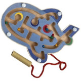 Bigjigs Toys Dřevěný magnetický labyrint Modré letadlo