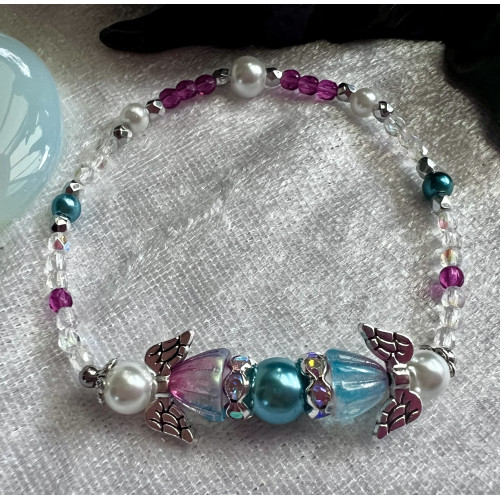 Alada beauty Náramek s 2 andílky Pink-blue Jelly