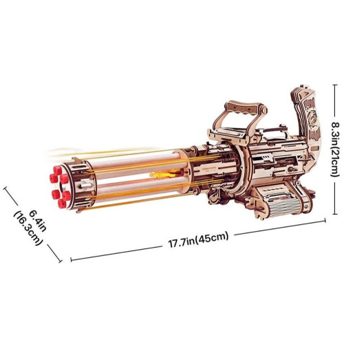 RoboTime 3D Dřevěné mechanické puzzle ROKR Rotační kulomet LQA01