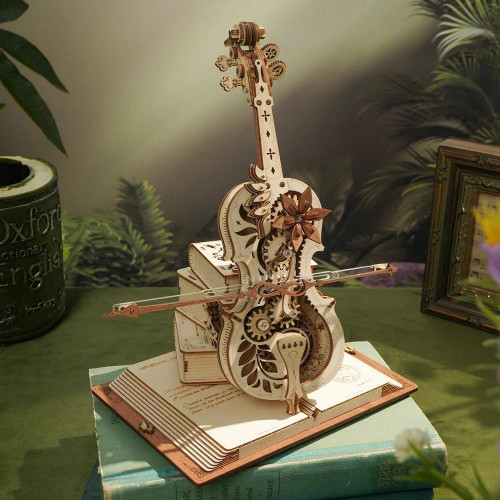 RoboTime 3D skládačka hrací skříňky Kouzelné violoncello (mechanický pohon)