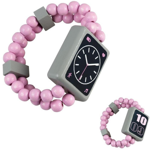 Detoa Dřevěné oboustranné hodinky růžové