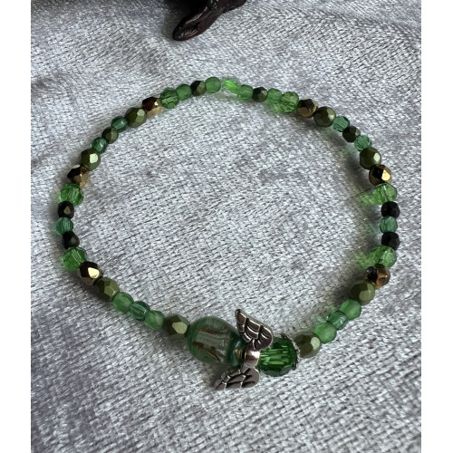 Alada beauty Náramek Exclusive s andílkem zelený, andílek XX.