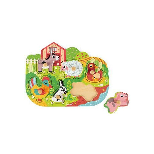 Janod Vkládací puzzle s úchytkou Farma