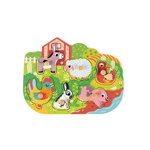 Janod Vkládací puzzle s úchytkou Farma