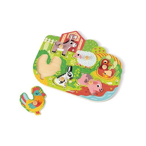 Janod Vkládací puzzle s úchytkou Farma