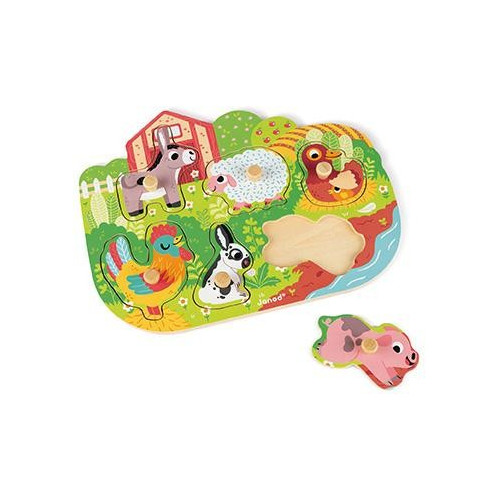 Janod Vkládací puzzle s úchytkou Farma