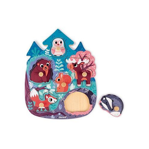 Janod Vkládací puzzle s úchytkou Les