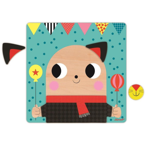 Janod Dřevěná edukativní magnetická hra Obličeje zvířátka od 2 let 30 dílků