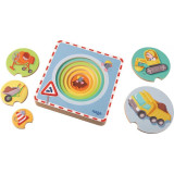 Haba Dřevěné vkládací vícevrstvé puzzle Stavební stroje od 1 roku