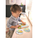 Haba Dřevěné vkládací vícevrstvé puzzle Stavební stroje od 1 roku