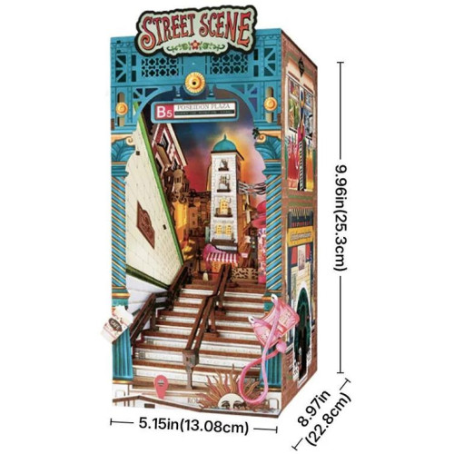 RoboTime 3D skládačka Zarážka na knihy Miniatura domečku Městská ulice