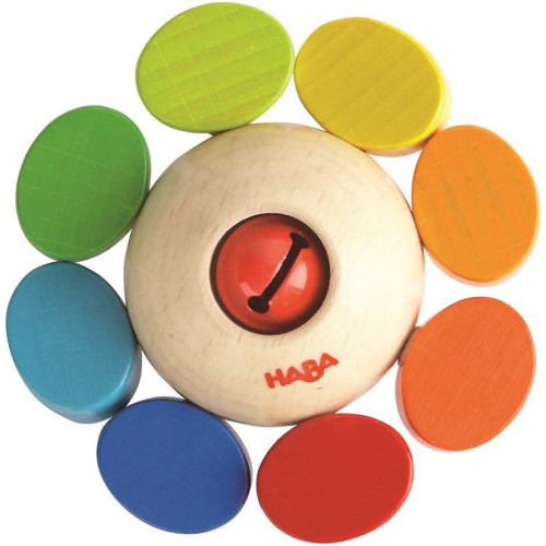 Haba HRK Dřevěná chrastítko a motorická hračka pro miminka DUHA od 6 měsíců