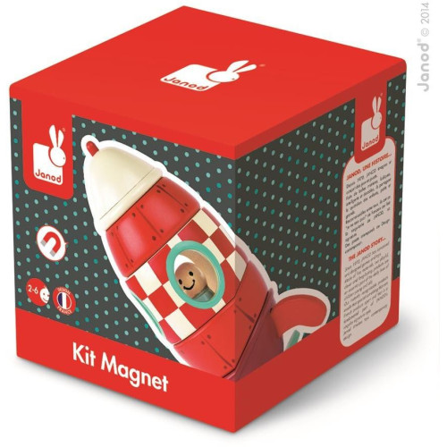 Janod Dřevěná magnetická skládačka Raketa Kit Magnet 16 cm od 2 let 9 dílů