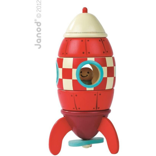 Janod Dřevěná magnetická skládačka Raketa Kit Magnet 16 cm od 2 let 9 dílů