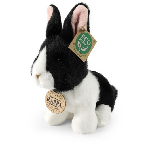 Rappa Plyšový králík bílo-černý sedící 16 cm ECO-FRIENDLY