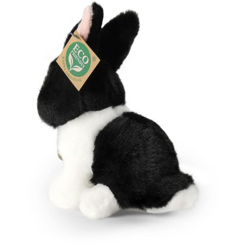 Rappa Plyšový králík bílo-černý sedící 16 cm ECO-FRIENDLY