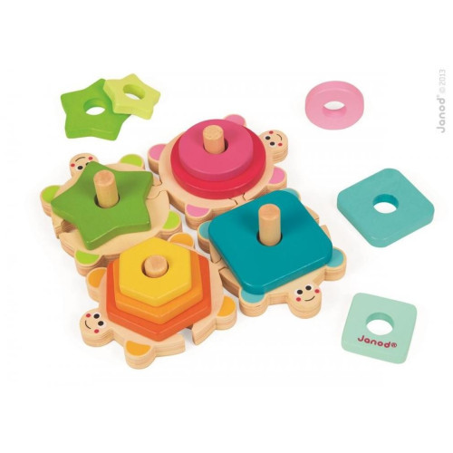 Janod Dřevěná skládačka a vkládačka Želvy Učíme se tvary a barvy od 1 roku