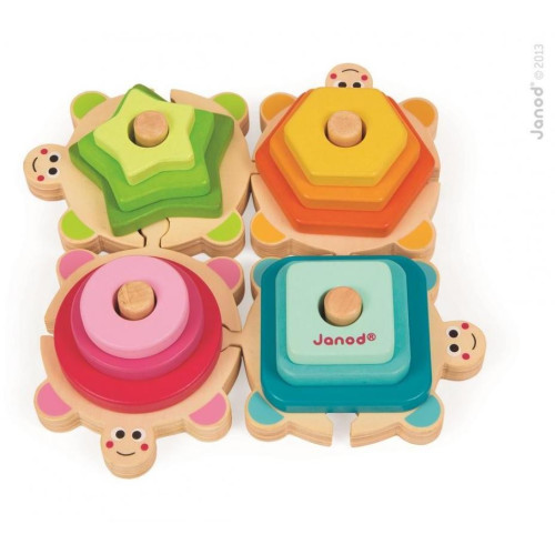 Janod Dřevěná skládačka a vkládačka Želvy Učíme se tvary a barvy od 1 roku