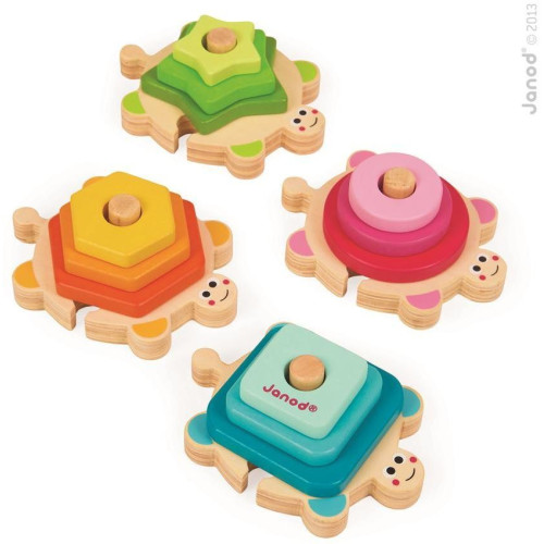 Janod Dřevěná skládačka a vkládačka Želvy Učíme se tvary a barvy od 1 roku