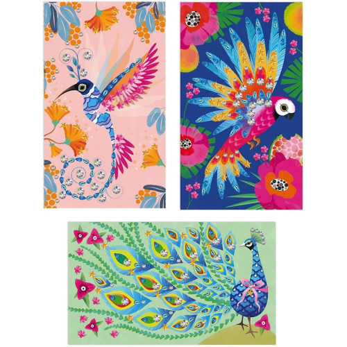 Janod Atelier Třpytivé obrázky se štrasovými korálky Ptáček Midi 7+