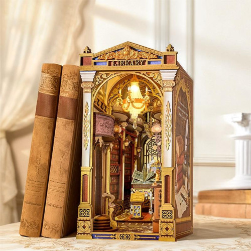 RoboTime 3D skládačka Zarážka na knihy Miniatura domečku Knihovna divů