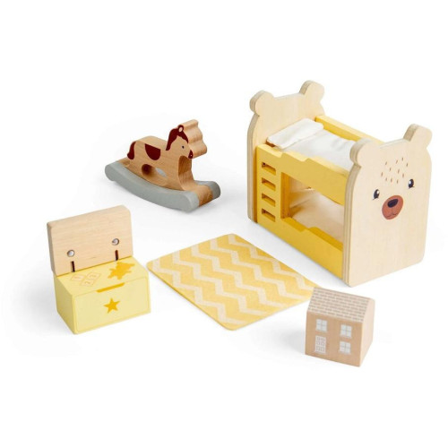 Bigjigs Toys Dřevěný nábytek do domečku pro panenky Dětský pokoj