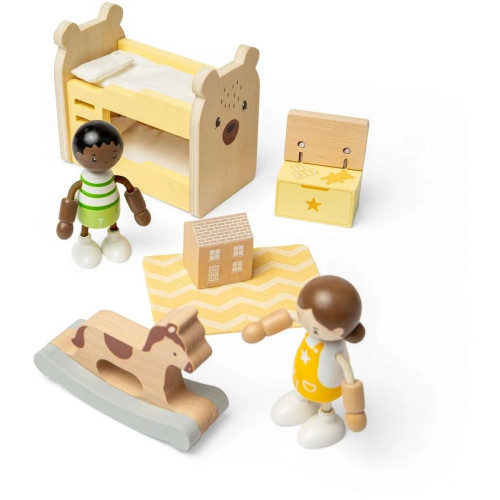 Bigjigs Toys Dřevěný nábytek do domečku pro panenky Dětský pokoj