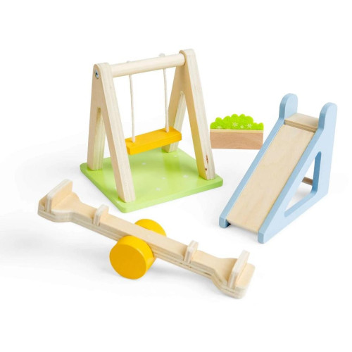 Bigjigs Toys Dřevěný nábytek do domečku pro panenky Venkovní hřiště