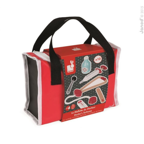 Janod Dřevěný lékařský kufřík pro děti Doktor s 10 doplňky od 3-8 let