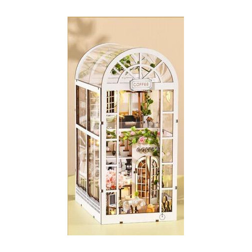 2Kids Toys 3D skládačka Zarážka na knihy Miniatura domečku Kavárna Bílá zahrada