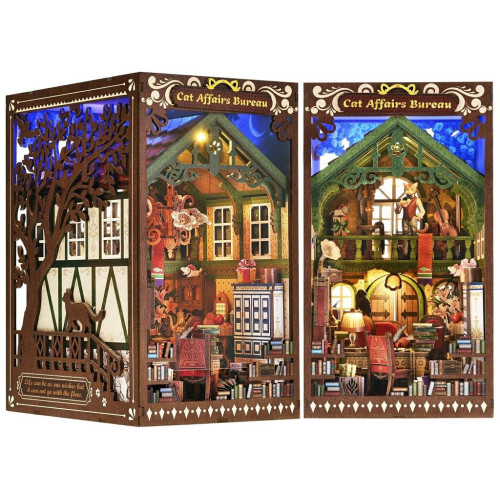 2Kids Toys 3D skládačka Zarážka na knihy Miniatura domečku Úřad pro záležitosti koček