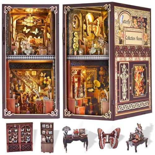 2Kids Toys 3D skládačka Zarážka na knihy Miniatura domečku Dům sběratele motýlů