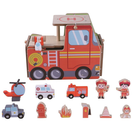 2Kids Toys Dřevěná stanice Hasiči 2 v 1
