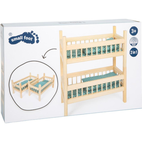 small foot Dřevěná patrová postel pro panenky přírodní