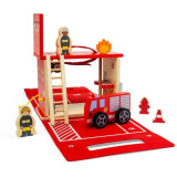 Bigjigs Toys Dřevěná hasičská stanice na cesty