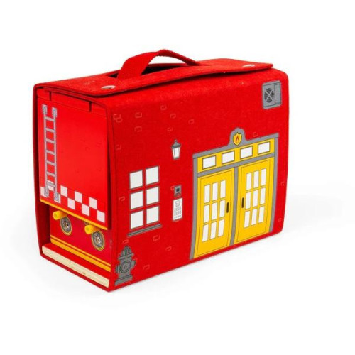 Bigjigs Toys Dřevěná hasičská stanice na cesty