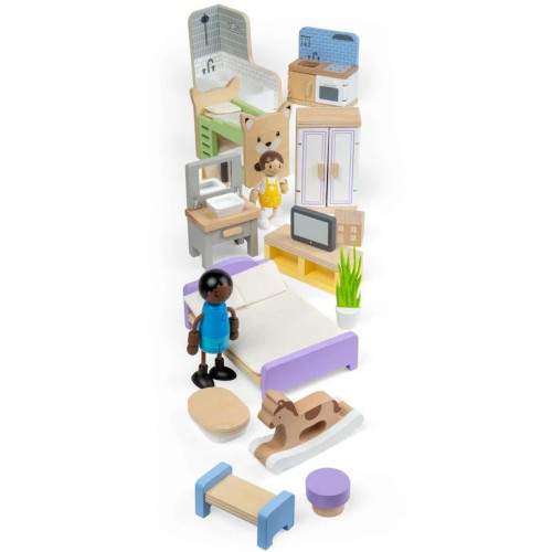 Bigjigs Toys Sada dřevěný nábytek do domečku pro panenky